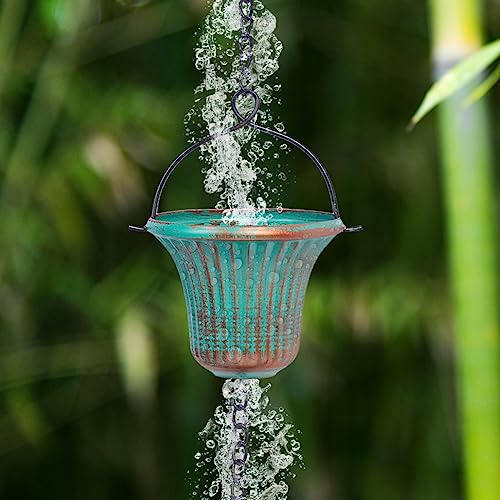 11ft Copper Rain Chains for Outside, 12 Cups Rain Catcher Chain Replacement Downspout for Gutters, Adjustable Length - Image 6