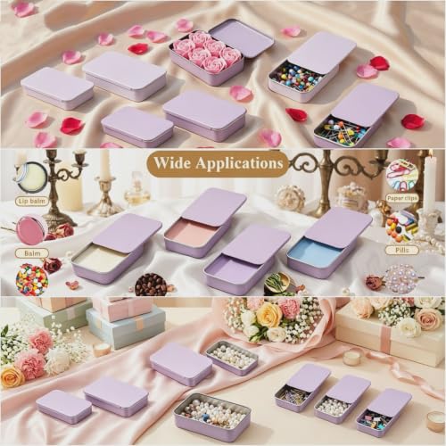 Image of Goodma 24-Pack Slide Top Rectangular Metal Tin Containers, Pink