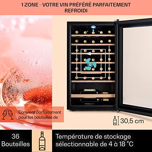 Cave à vin Klarstein Barossa 32 Uno 1 zone 95 36 bouteilles 4 à 18 °C LED Écran tactile - vue 3