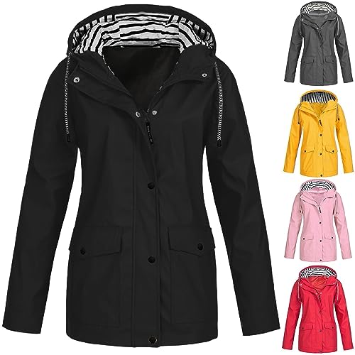Wkishenl Rain Jackets For Women Lightweight Long Hooded Raincoat Waterproof Travel Hiking Outdoor Windbreaker Trench Coats4