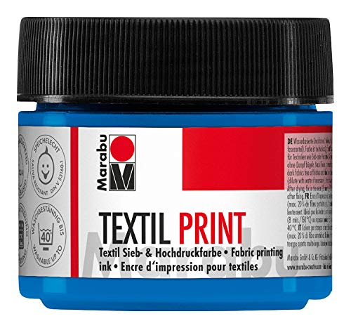 Marabu 17030050956 - textielprint primair cyaan 100 ml, zeef- en hogedrukverf op waterbasis, geurneutraal en lichtecht, lange opentijd, voor licht en donker textiel