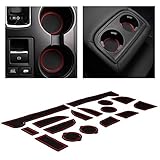 Custom Fit Cup and Door Liner Acessories for Subaru Outback and Legacy 2015 2016 2017 2018 2019 16 PC Kit (Red Trim)