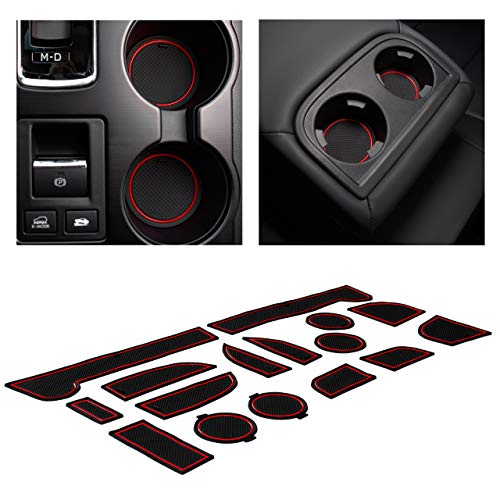 CupHolderHero Fits Subaru Outback and Subaru Legacy 2015-2019 Accessories - Premium Custom Non-Slip Anti-Dust Cup Holder Inserts, Center Console Liners, Door Pocket Mats, 16pc Set, Red Trim