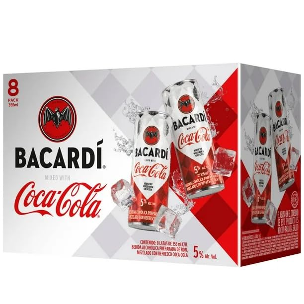 Bebida Alcohólica Preparada Bacardí con Coca-Cola 8 Latas de 355 ml c/u