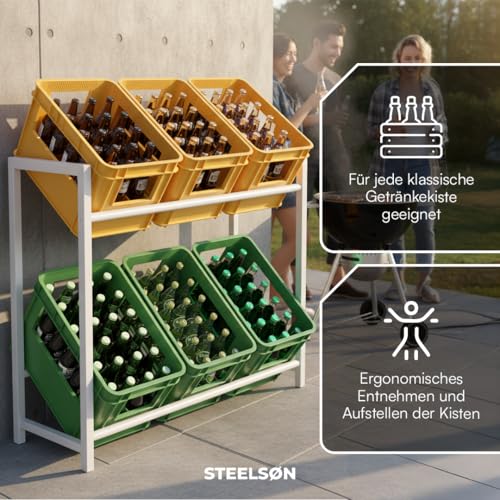 STEELSØN Macondo Getränkekistenregal 6 Kisten, verstellbar, Weiß, Metall – Ansicht 5