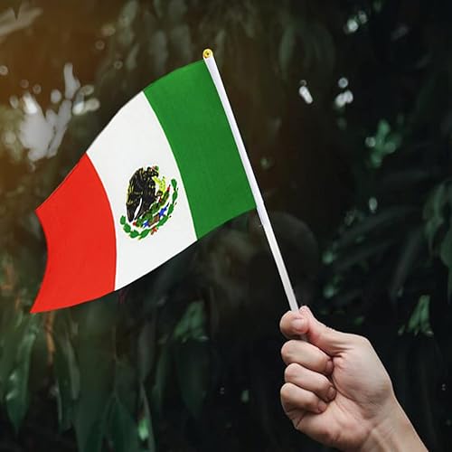 Miniatura 6 de Bandera de México, bandera mexicana, pequeñas mini banderas de mano de México en palo, ideal para fiestas, desfiles, eventos deportivos,