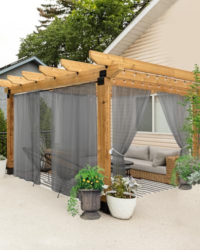 Rideaux voile extérieur 6 pcs 54x120 po gris étanche