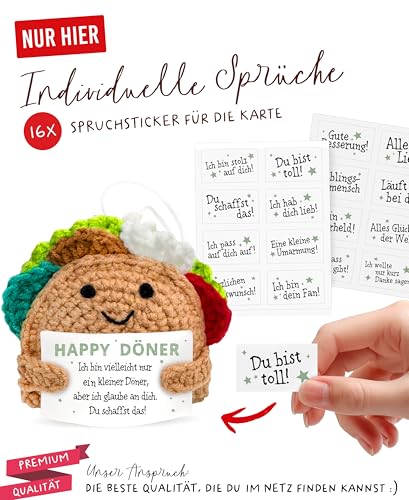 LOViLEE Happy Döner Diggi im Geschenkset - Positive Kartoffel inkl. Geschenkbeutel und Pocket Hug - Positive Potato, Glücksbringer Prüfung, Du schaffst das Geschenk, Glücksbringer Mann, Mutmacher