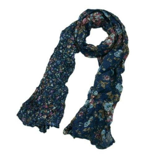 TrendsBlue Unique Two Sided Flower and Cherry Print Scarf2