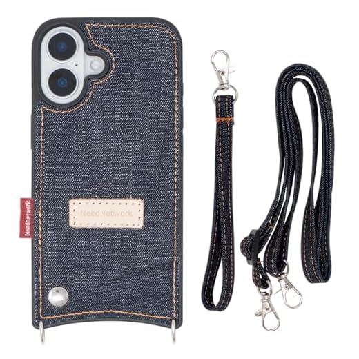 [ニードネットワーク] 日本が誇るデニム iPhone16 用 スマホ ケース ショルダー ショルダー付き カード入れ ショルダータイプ スマホショルダー スマホショルダーストラップ