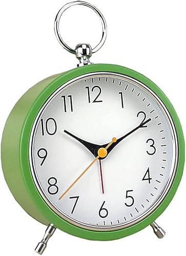 thjsvy Reloj despertador analógico con luz nocturna, reloj de escritorio retro de metal, funciona con pilas, para niños, dormitorio, mesita de
