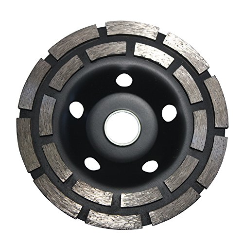 4-1/2 Inch Diamond Double Row Grinding Cup Wheel Diamond Fits 7/8 Inch Arbor for Grinding and Polishing Concrete, Masonry, Granite Marble