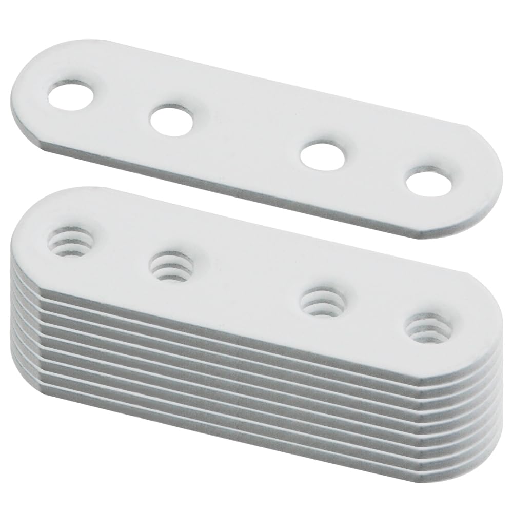 TOVOT 10PCS Flat Brackets Brackets with Screws Mending Plates 4 Holes Flat Brackets Straight Braces for Wood Furniture (55×18MM) - Image 3