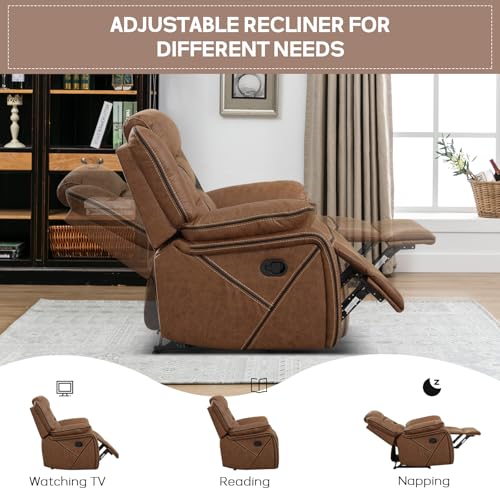 Sillón reclinable manual de cuero sintético marrón miniatura 5
