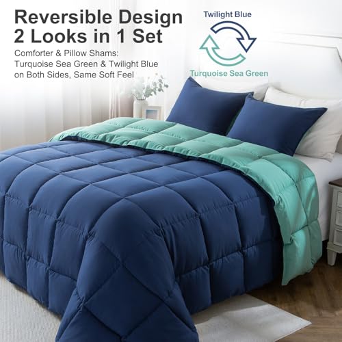 Image of KASENTEX Queen Comforter Set, Reversible,Goose Down Alternative,All Season