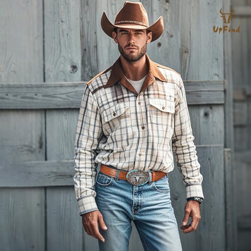 Western Genuine Leather Belt for Men Women Cowboy Belt with Turquoise Oval Buckle Longhorn for Jeans Pants3