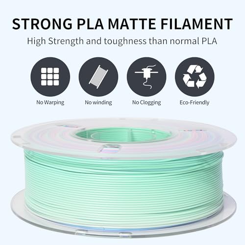 Image of RAMBERY Matte Rainbow 3D Printer Filament Muticolor PLA Filament Fast Color Change, 1.75mm 1kg(2.2lb)