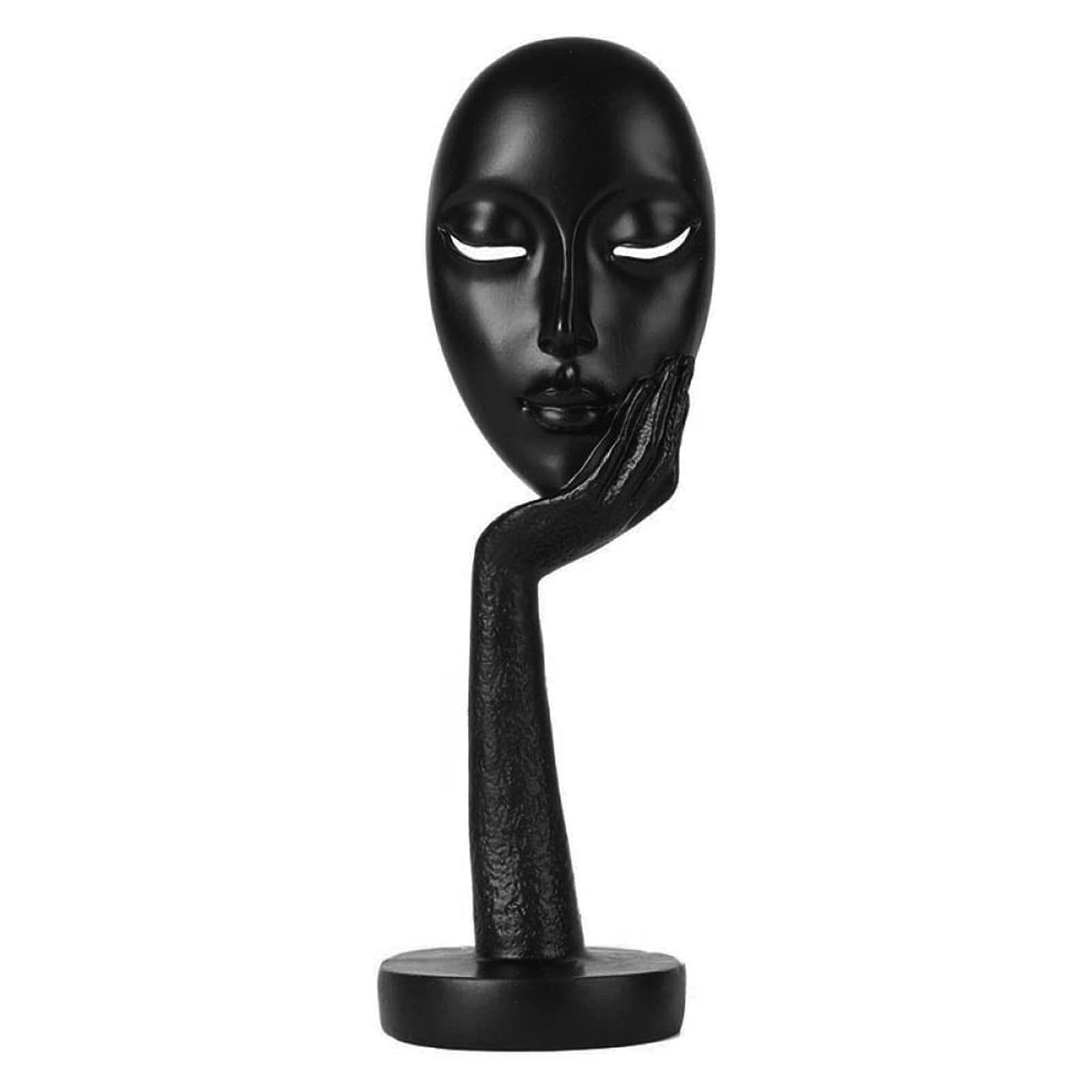 Escultura de joyas de resina, diseño de máscara nórdica, arte abstracto, joyas creativas, decoración de la casa, oficina, escultura, regalo (negro)