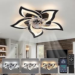 Plafon Led Ventilador YUNLONG Ventilador Techo con Luz y Mando a Distancia Silencioso Negro Lampara Ventilador Techo Dormitorio Motor DC Reversible Memoria Regulable Plafon Led Ventilador con 6 Velocidades Verano Invierno