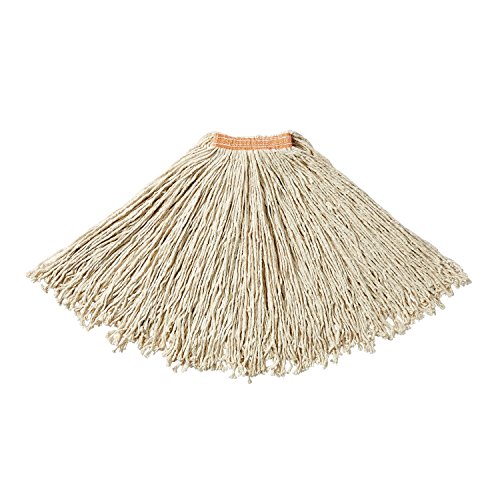 Rubbermaid Commercial Products Dura Pro Large 24 OZ Cotton Wet Mop, 1" Headband, White, for Industrial/Professional General Purpose Floor Cleaning or One-Time Use