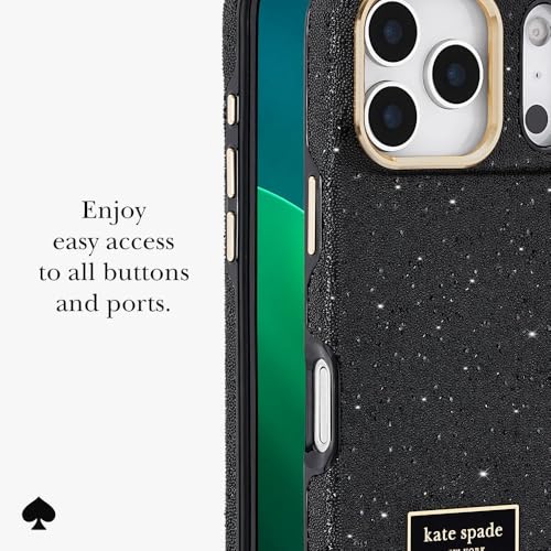 Image of kate spade new york iPhone 17 Pro Max Case - Compatible with MagSafe - Designer Phone Case - Crystal Pave Nightfall
