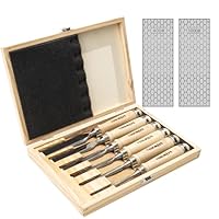 TOOLMAYS Stechbeitel Set für Holz, 6-teiliger Stemmeisen Set mit Schleifstein, Holzmeiselset Härte bis zu HRC 63