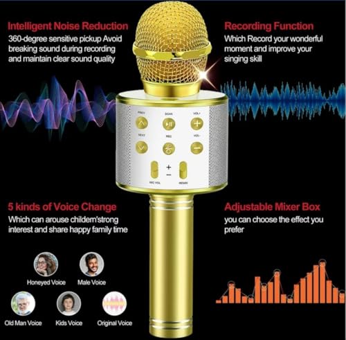 Generic Kids Wireless Karaoke Mic Gold - Image 3