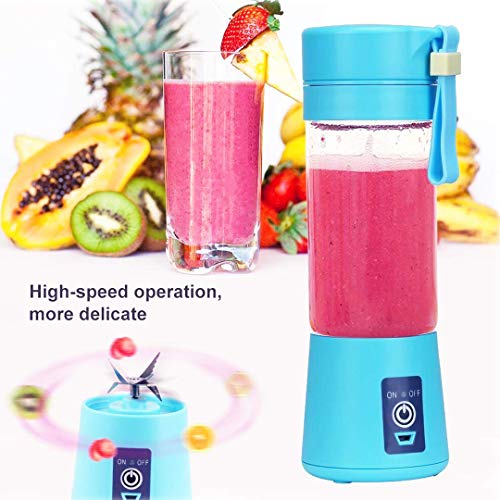 Topspitgo Mini licuadora portátil, Mezclador de Frutas de tamaño Personal Eléctrico USB Taza de exprimidor Recargable Máquina de Mezcla de Frutas Baby Travel 380ml, Six Blades