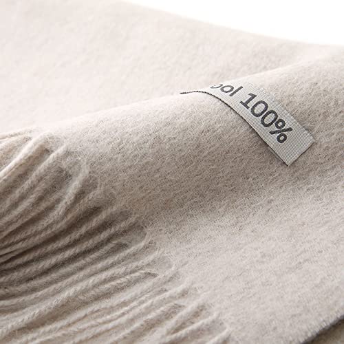 Linişte 100% Pure Wool Scarf - Men And Women Winter Warm Soft Luxurious Solid Colors Gift Box Cream thumb #4
