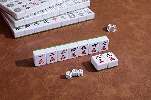 Mose Cafolo Professional Chinese Mahjong Game Set 146 Numbered Melamine Large Size Tiles (Green) With Carrying Travel Case, English Instraction, Complete Mahjong Set (Majiang, Mah-Jongg, Ma Jong) #TOP3