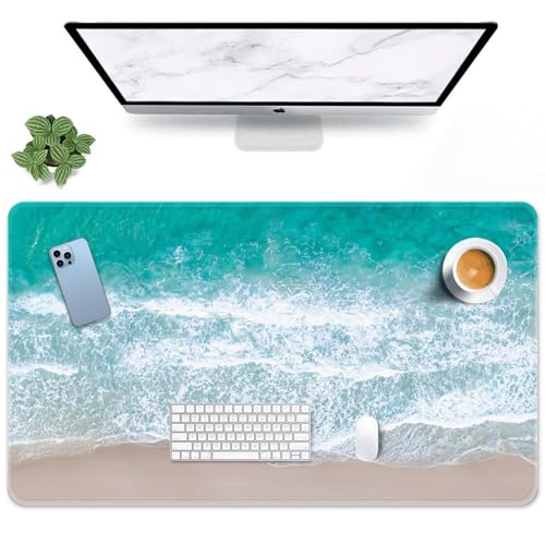 Tapis de souris de jeu xxl tapis de bureau antidérapant motif plage 80x38cm pour joueur