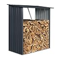 3x5 Feet Outdoor Metal Firewood Rack Durable Heavy Duty Galvanized Steel Open Wood Shed Ergonomic Design Dry Storage Efficient Air Circulation Indoor Outdoor Fireplace Tools Carrier Set