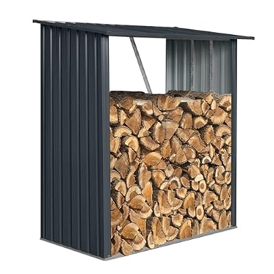 3x5 Feet Outdoor Metal Firewood Rack Durable Heavy Duty Galvanized Steel Open Wood Shed Ergonomic Design Dry Storage Efficient Air Circulation Indoor Outdoor Fireplace Tools Carrier Set