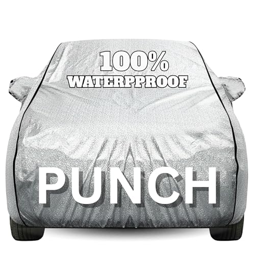 Image of Waterproof Car Body Cover - 100% Water Proof Custom Fit New Car Covers, Outdoor Full Protecting Cover for Punch (All Models) with Free Storage Bag - UV, Rain & Dust, All Weather Protection