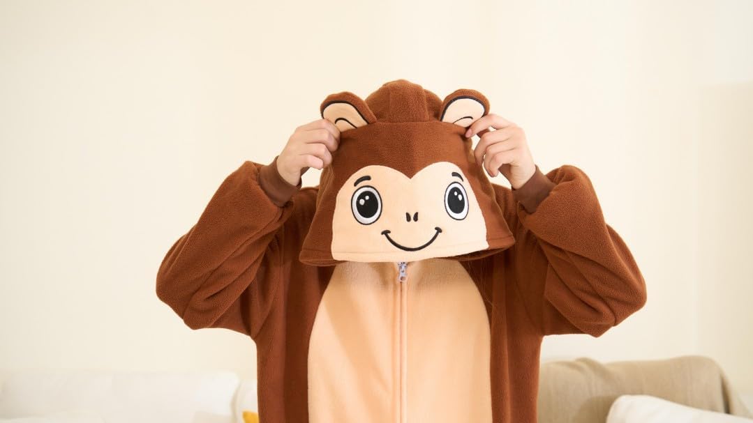 Kids Animal Onesie Pajamas Fleece Costume for Halloween, Cute Sleepwear Unisex Jumpsuit with Hood for Ages 2-12 Years - Image 6