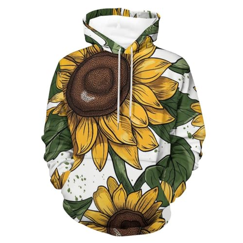 Sweat à Capuche Feuille de Tournesol pour Homme et Femme Taille S
