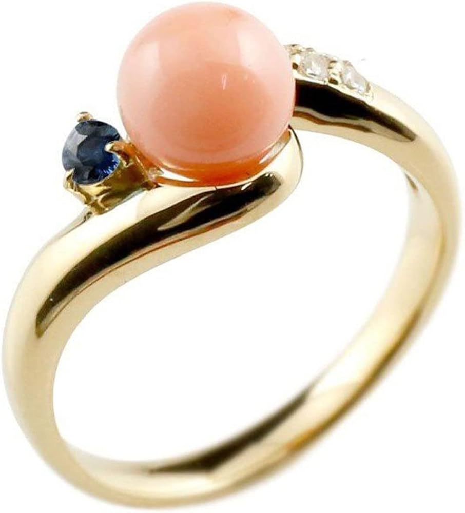 K18 珊瑚　ダイヤモンド 　ダイヤ　0.08ct 　指輪 　リング K18 珊瑚ダイヤモンド ダイヤ0.08ct 指輪 リング