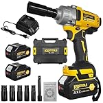 1000N.m Cordless Impact Wrench 1/2 Inch, Power Impact Wrenches,Impact Gun,21V 3300RPM Electric Impact Driver with 2x4.0Ah Battery & Fast Charger for Car Tires Truck