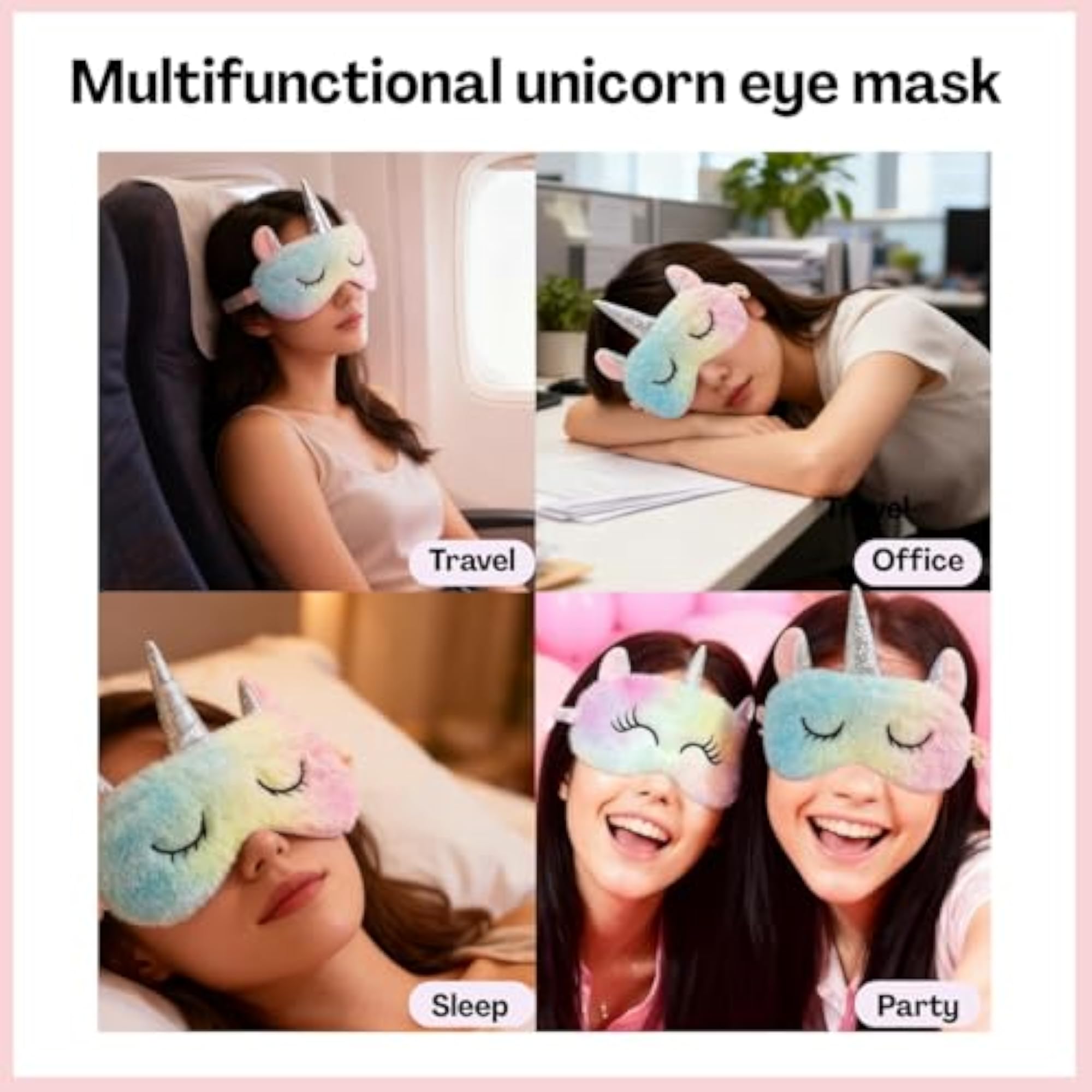 Plush Eye Mask for Sleeping, Soft Sleep Mask for Girls