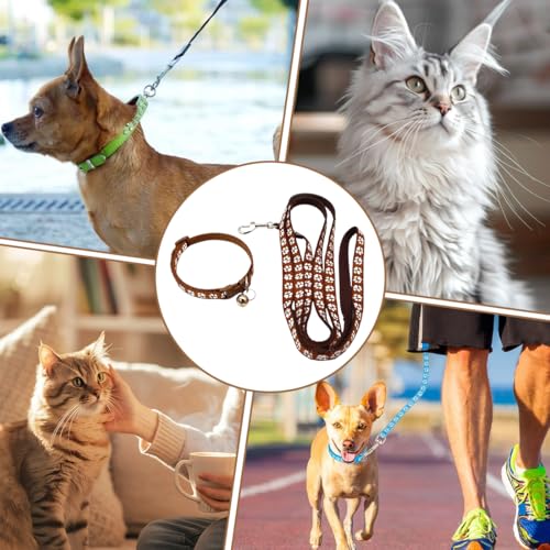 COYUN Welpenhalsbänder mit Leine Set, Hundehalsband und Leine Verstellbares Hundehalsband Weich Nylon Haustier Halsband für Welpen Kleine Mittlere Hunde(Braun)