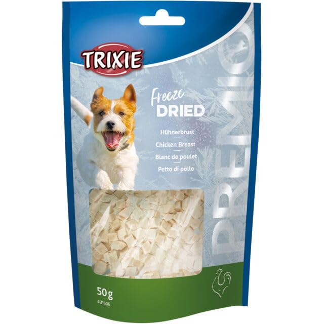 Trixie Freeze Dried Hühnerbrust | 3er Pack | 3 x 50 g | Ergänzungsfuttermittel für Hunde | Gefriergetrockneter Snack | 99% Fleischgehalt | Bei Futtermittelallergien geeignet