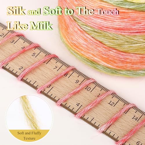 Image of Katech Ombre Yarn for Crocheting-Gradient Cake Yarn-4x100g 60% Cotton 30% Acrylic 10% Wool-Ombre Multicolor Soft Rainbow Cotton Crochet Yarn for Scarves, Shawls, Blankets and Garments(H)