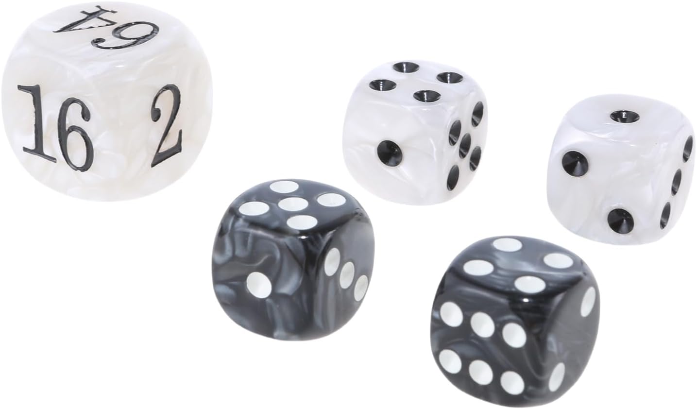22mm Doubling Cube and Four 16mm Dices Gaming Accessories Set of Acrylics Backgammon Pearls Dices Set with Storage Bag