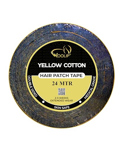 Image of Yellow Black Tape 24m Hair Patch For Super Ultra Hold Up To 2-3 Weeks Waterproof | Wig Tape 1 Inch Cotton Material | For Men & Women | Double Sided Hair Patch Tape Yellow Black