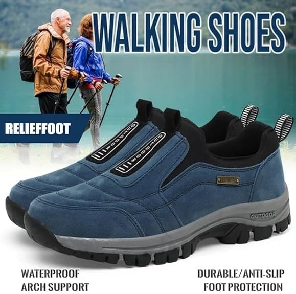 Relieffoot Men's Comfortable Waterproof Orthopedic Walking Shoes, Black, Size 7 Wide3