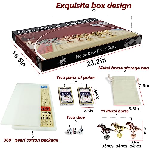 Juego de mesa de carrera de caballos 21 pulg con caballos metálicos miniatura 5