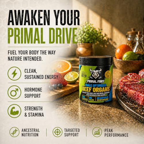 Image of Grass Fed Beef Organ Supplement for Men - Male Optimization Pills - 6 Vital Beef Organs to Drive Prostate Health & Peak Performance, Made in USA, 90 Capsules