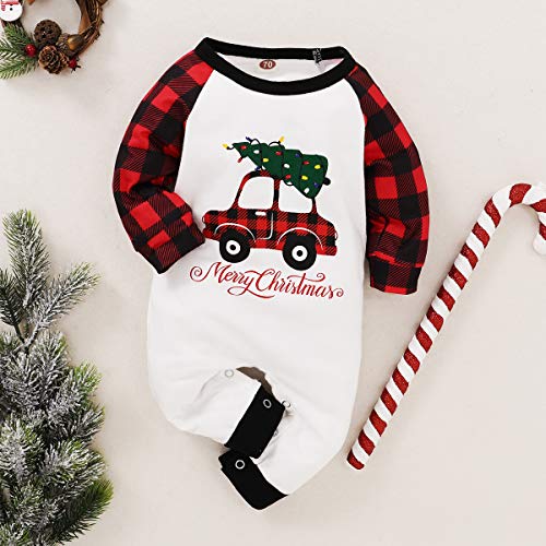 Baby Merry Christmas Geruite Onesie Jumpsuit Romper Met Lange Mouwen Xmas Pyjama - Afbeelding 8