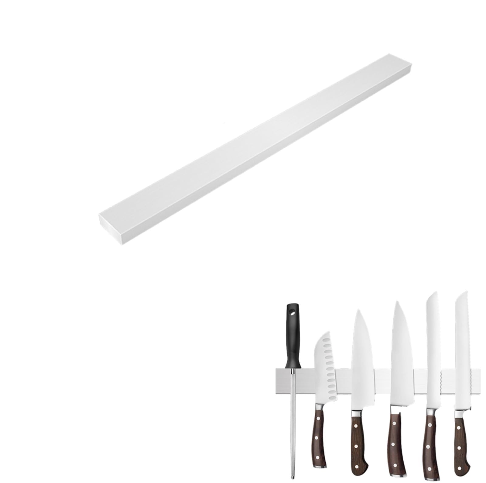 Support mural porte-couteau magnétique en inox et organisateur ustensiles cuisine L500