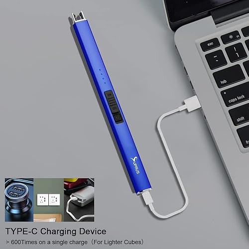 Miniatura 12 de SUPRUS Encendedor eléctrico de arco resistente al viento sin llama USB encendedor recargable con bloqueo de seguridad para velas, barbacoa, camping